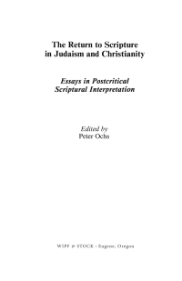 Cover image: The Return to Scripture in Judaism and Christianity 9781556358159