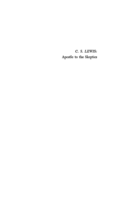 Cover image for book C.S. Lewis: Apostle to the Skeptics