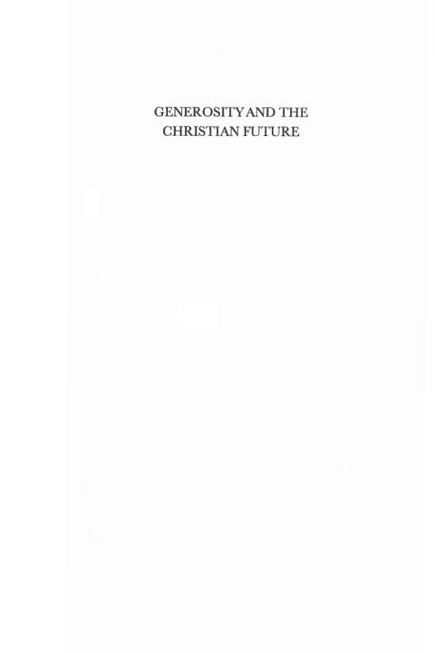Cover image for book Generosity and the Christian Future