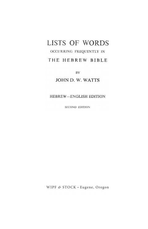 Cover image for book Lists of Words Occurring Frequently in the Hebrew Bible
