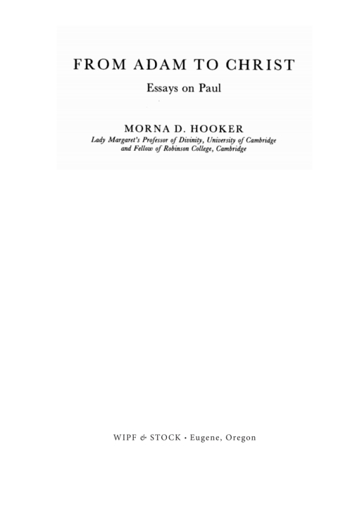 Cover image for book From Adam to Christ