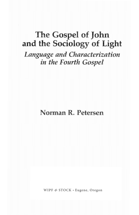 Cover image for book The Gospel of John and the Sociology of Light