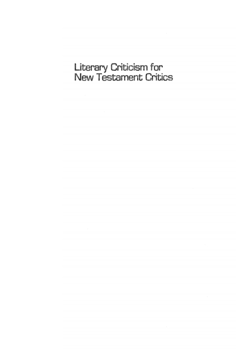 Cover image for book Literary Criticism for New Testament Critics
