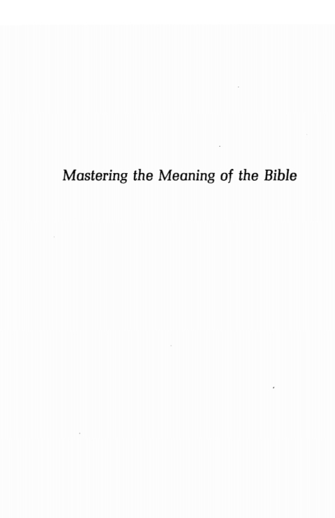 Cover image for book Mastering the Meaning of the Bible