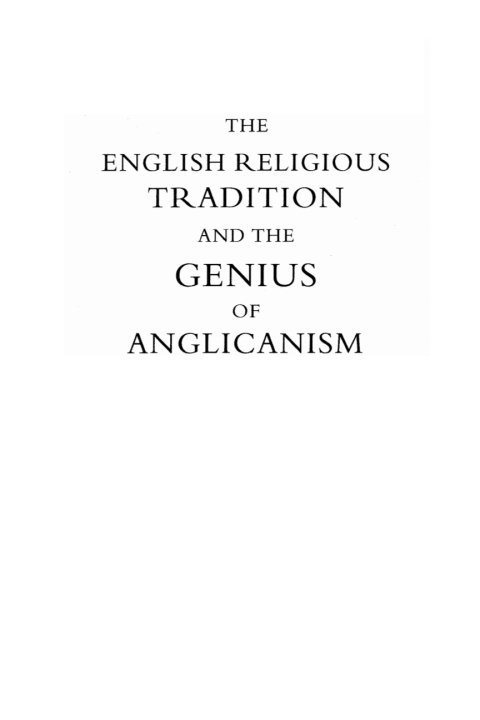 Cover image for book The English Religious Tradition and the Genius of Anglicanism