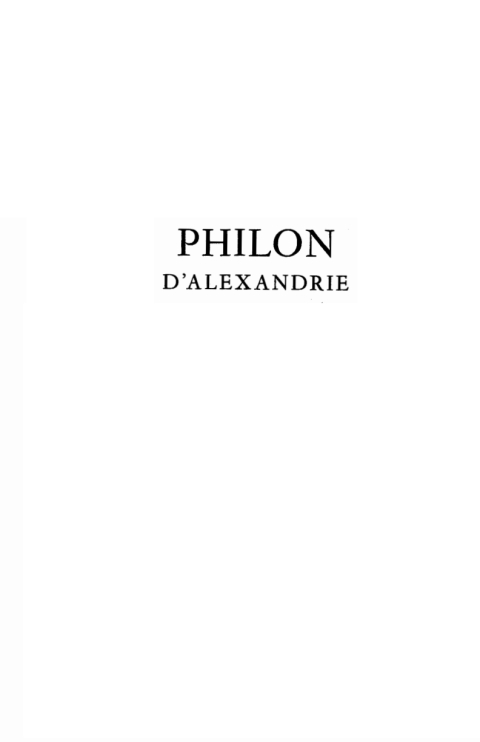 Cover image for book Philon D'Alexandrie