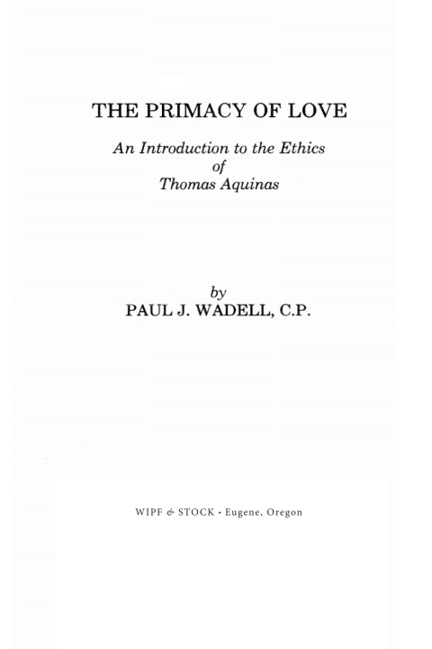 Cover image for book The Primacy of Love