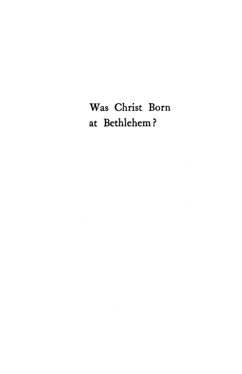 Cover image for book Was Christ Born at Bethlehem?