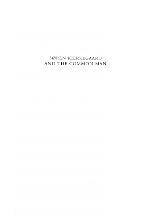 Cover image for book Soren Kierkegaard and the Common Man