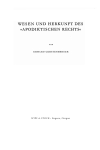صورة الغلاف: Wesen und Herkunft des Apodiktischen Rechts 9781606084915