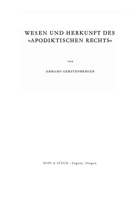 Cover image for book Wesen und Herkunft des Apodiktischen Rechts