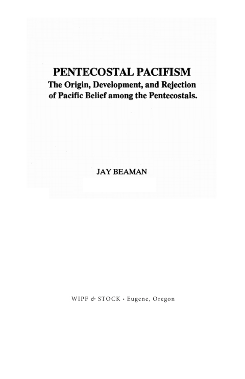 Cover image for book Pentecostal Pacifism