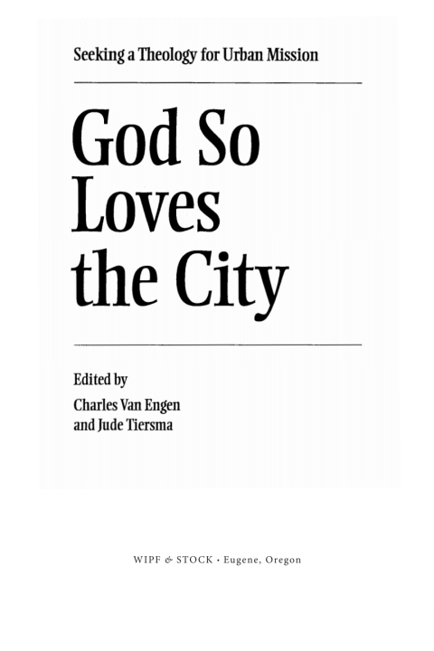 Cover image for book God So Loves the City