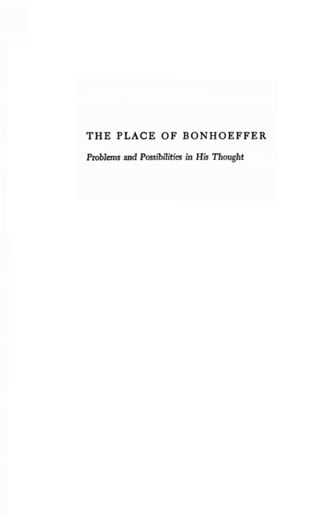 Cover image for book The Place of Bonhoeffer