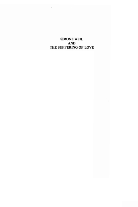 Cover image for book Simone Weil and The Suffering of Love