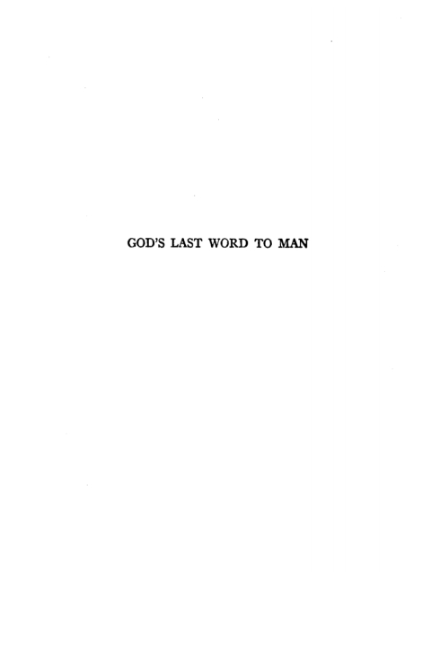 Cover image for book God's Last Word to Man