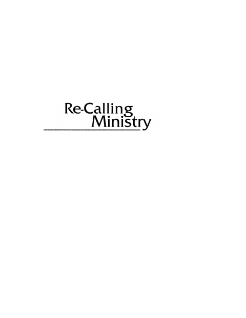 Cover image for book Re-Calling Ministry