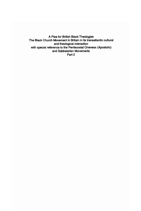Cover image for book A Plea for British Black Theologies, Volume 2