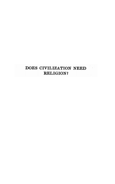 Cover image for book Does Civilization Need Religion?