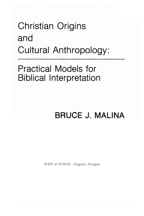 Cover image for book Christian Origins and Cultural Anthropology