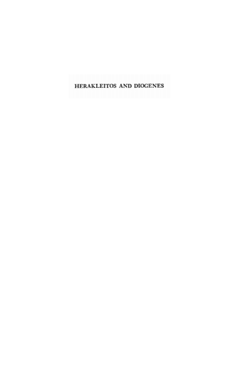 Cover image for book Herakleitos and Diogenes