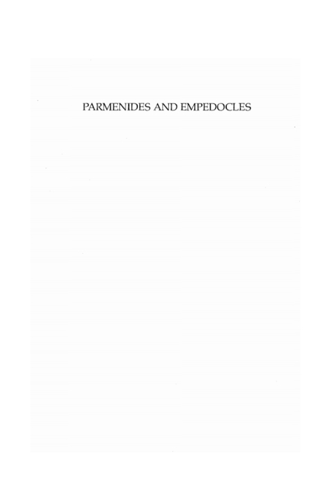Cover image for book Parmenides and Empedocles