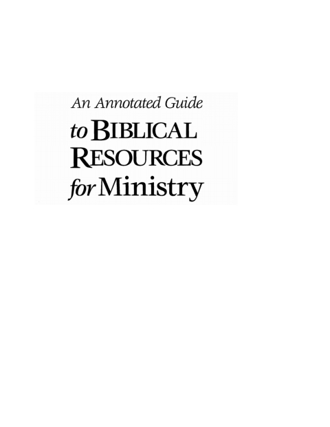 Cover image for book An Annotated Guide to Biblical Resources for Ministry