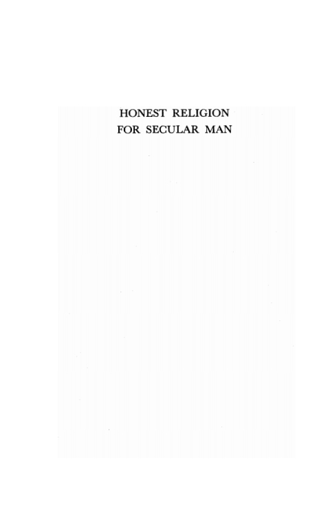 Cover image for book Honest Religion for Secular Man
