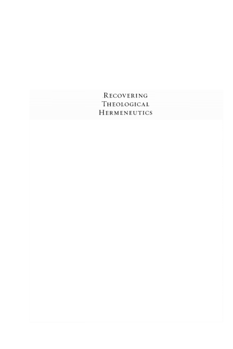 Cover image for book Recovering Theological Hermeneutics