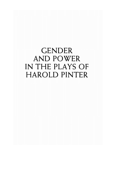 Cover image for book Gender and Power in the Plays of Harold Pinter