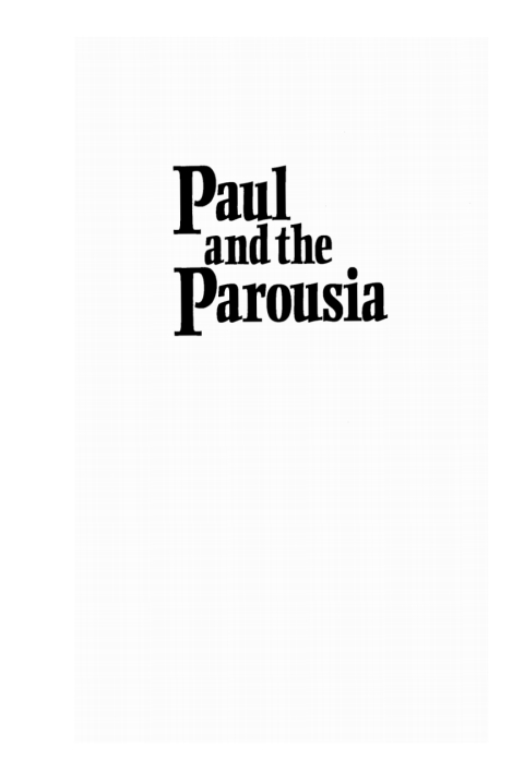 Cover image for book Paul and the Parousia