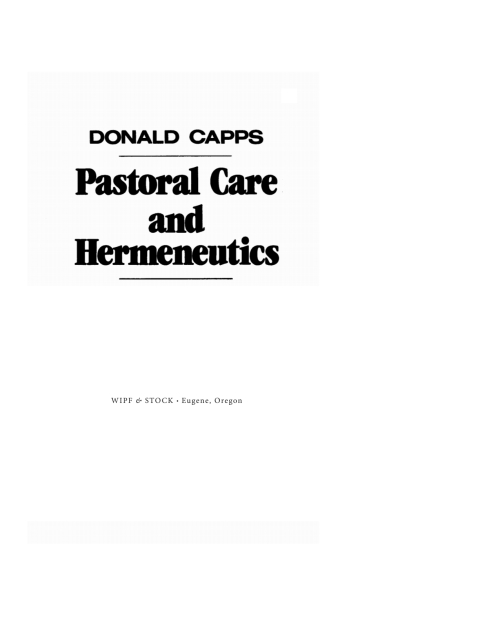 Cover image for book Pastoral Care and Hermeneutics