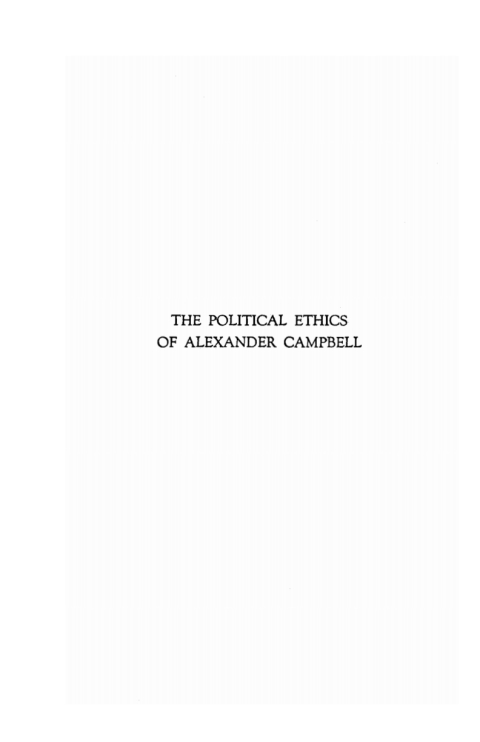 Cover image for book The Political Ethics of Alexander Campbell
