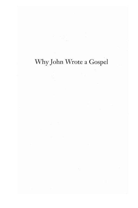Cover image for book Why John Wrote a Gospel