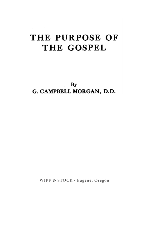 Cover image for book The Purpose of the Gospel