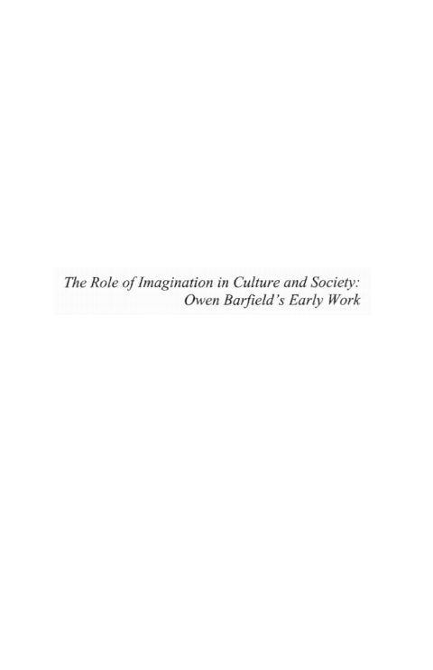 Cover image for book The Role of Imagination in Culture and Society