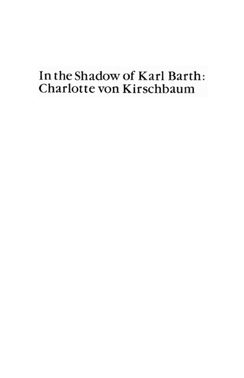 Cover image for book In the Shadow of Karl Barth