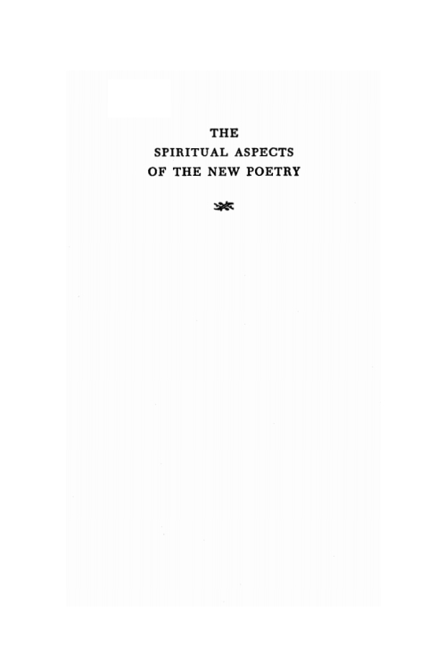 Cover image for book The Spiritual Aspects of the New Poetry
