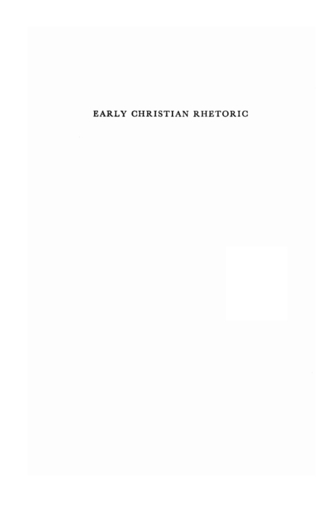 Cover image for book Early Christian Rhetoric