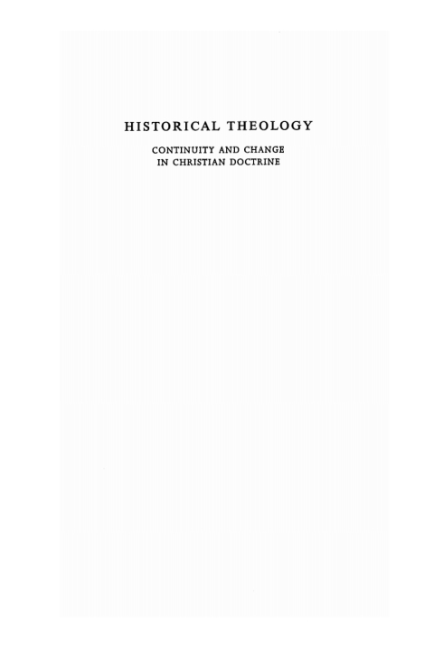 Cover image for book Historical Theology