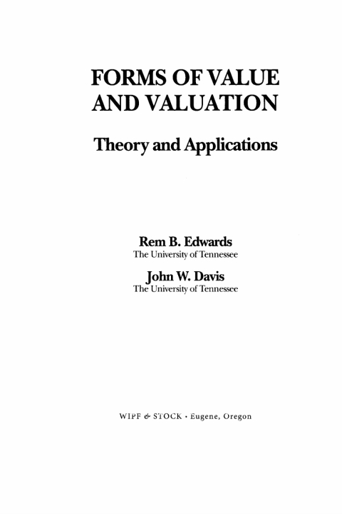 Cover image for book Forms of Value and Valuation