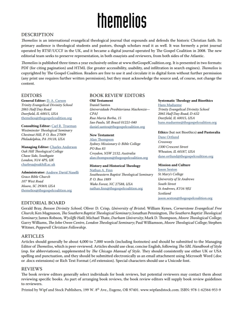 Cover image for book Themelios, Volume 36, Issue 1