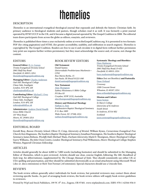 Cover image for book Themelios, Volume 37, Issue 1