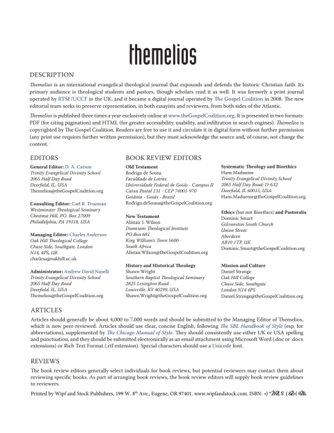 Cover image for book Themelios, Volume 33, Issue 1