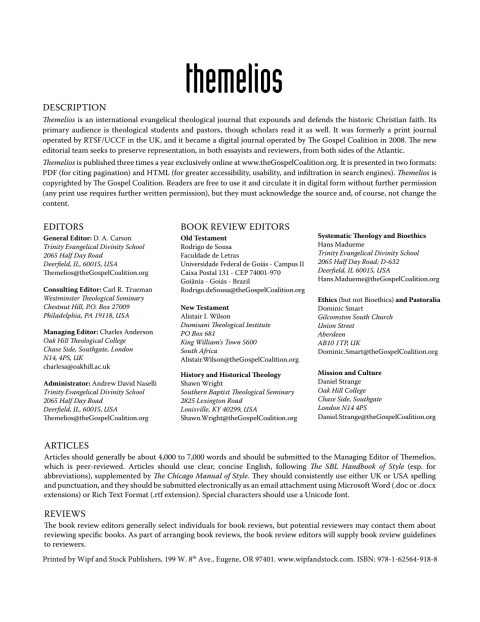 Cover image for book Themelios, Volume 33, Issue 3