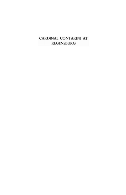 Cover image for book Cardinal Contarini at Regensburg