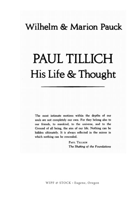 Cover image for book Paul Tillich