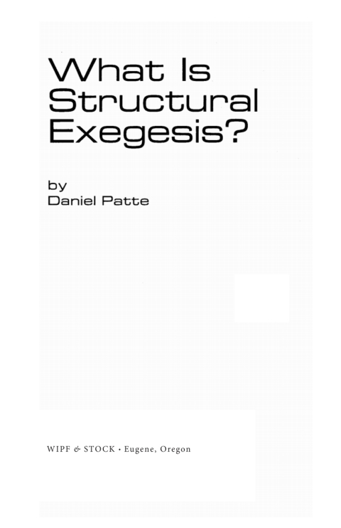 Cover image for book What is Structural Exegesis?