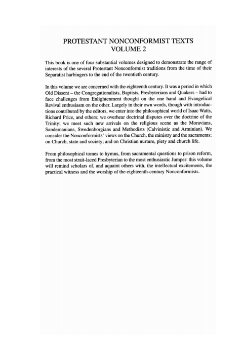 Cover image for book Protestant Nonconformist Texts Volume 2