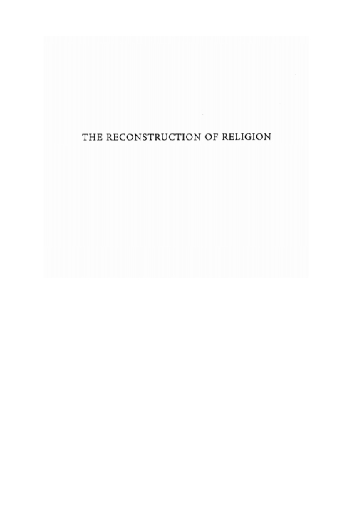 Cover image for book The Reconstruction of Religion